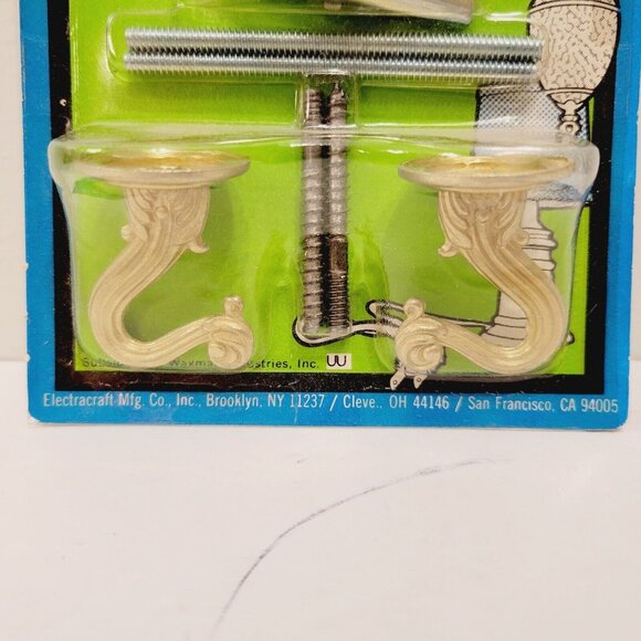 Vtg Brass Ceiling Lamp Hooks Parts Gold Tone Swag Plant Hooks 80's USA Made - Picture 2 of 2